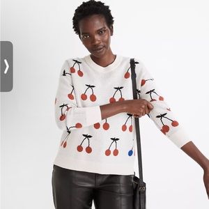 Madewell Cherry Jacquard Pullover Sweater XXS